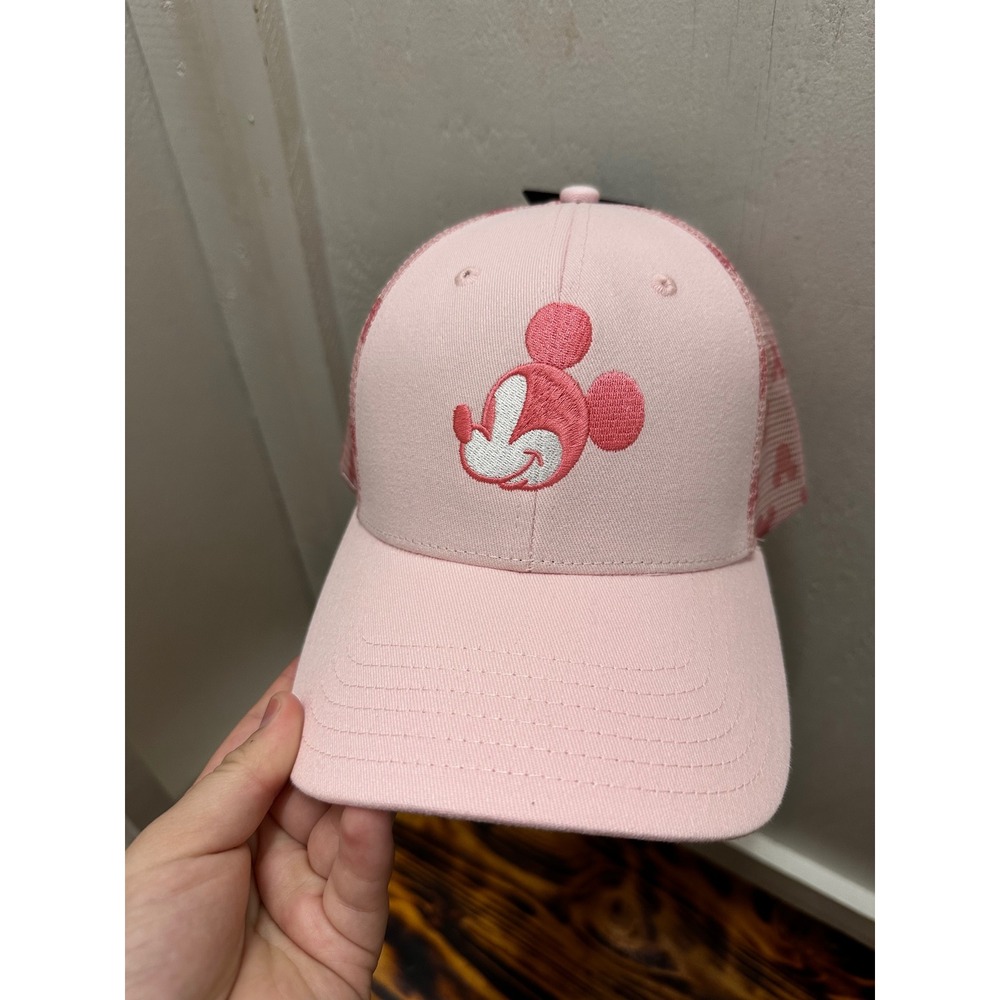 Disney Mickey Mouse Pink Trucker Hat Mesh Snapback Baseball Cap NWT